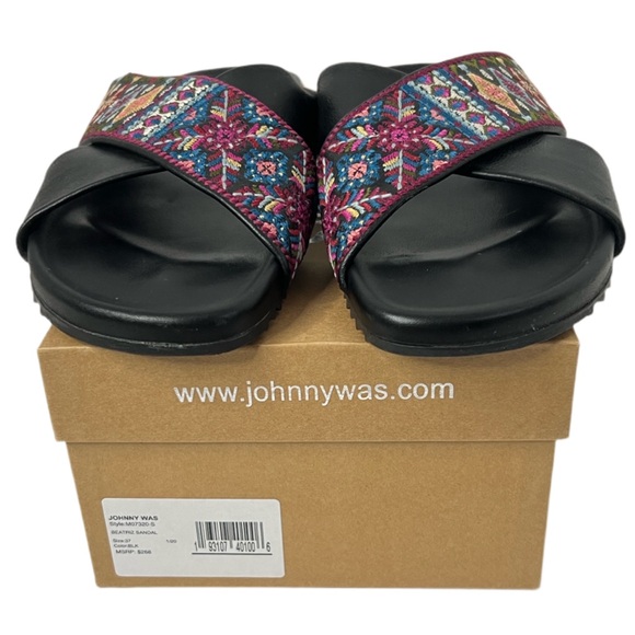 Johnny Was Beatriz Slip On Embroidered‎ Sandal Shoes Italy Size 37 - Picture 8 of 10
